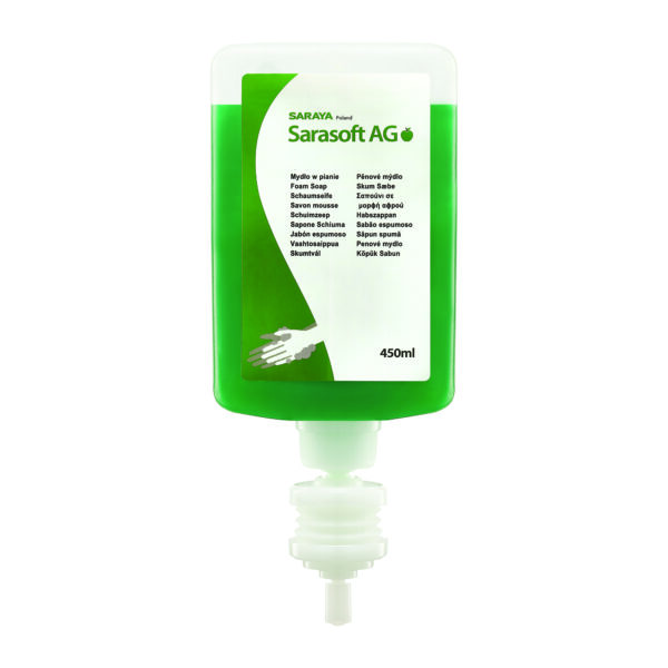 Bezdotykowy dozownik Sanilavo UD 450 z wkładem Sarasoft AG 450 ml